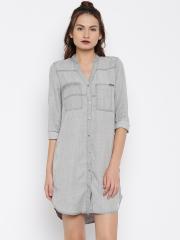 Vero Moda Women Grey Solid Shirt Dress