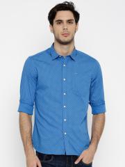 Flying Machine Men Blue Printed Casual Shirt