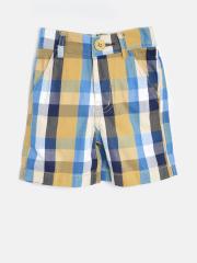 Baby League Boys Yellow & Blue Checked Shorts