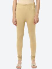 Biba Women Beige Solid Churidar Leggings