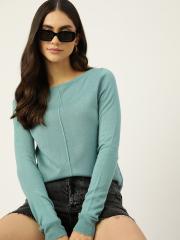 DressBerry Women Green Solid Pullover