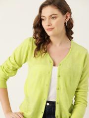 DressBerry Women Green Solid Cardigan