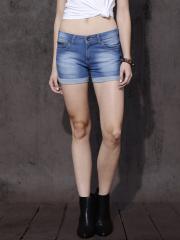 Roadster Women Blue Washed Denim Shorts