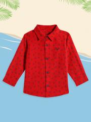 Allen Solly Junior Boys Red Printed Casual Shirt