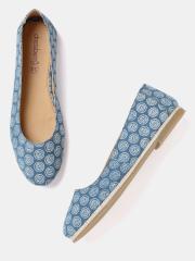 DressBerry Women Blue Printed Ballerinas