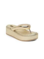 Flat n Heels Women Gold-Toned Flatform Sandals