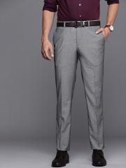 Raymond Men Grey Self-Design Slim Fit Formal Trousers