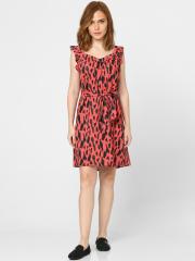 Vero Moda Women Pink & Black Printed Dress