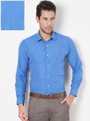 Peter England Men Blue Checked Formal Shirt