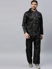 Zeel Men Black Solid Raincoat & Rain Trousers