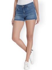 Vero Moda Women Blue Solid Denim Shorts