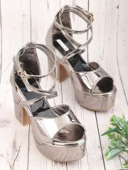 ELLE Women Grey Embellished Block Sandals