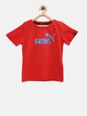 Puma Boys Red Hero Printed Round Neck T-shirt