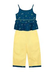 Budding Bees Girls Blue & Yellow Printed Top with Trousers