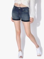 Aeropostale Women Blue Washed Denim Shorts