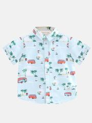 Beebay Boys Green Printed Casual Shirt