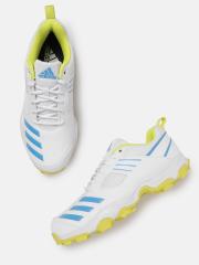 ADIDAS Men White & Blue Crihase Cricket Shoes