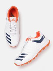 ADIDAS Men White & Navy Blue Solid Crinu Cricket Shoes