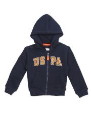 U S Polo Assn Boys Blue Printed  Hooded Sweatshirt