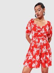 The Vanca Red Floral Printed Dress