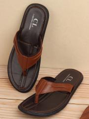 Carlton London Men Tan & Black Comfort Sandals