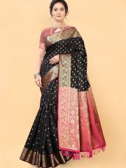 Sangria Women Black Sarees