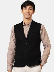 Wintage Men Black Solid Waistcoat