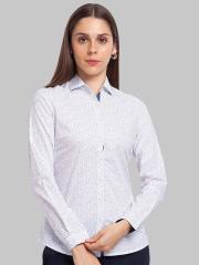 Park Avenue Women White Printed Casual Shirt