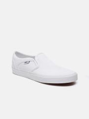 Vans Women White Slip-On Sneakers