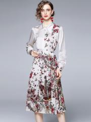 JC Collection Women Off White Printed Shirt With Skirt