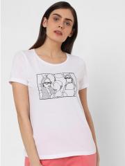 Vero Moda Women White Printed T-shirt