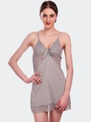 Fleurt Grey Women Baby Doll Night Wear