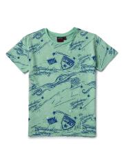 Gini and Jony Boys Green Printed T-shirt