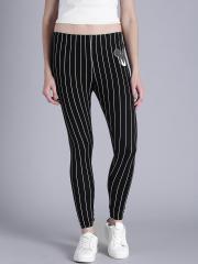 Kook N Keech Disney Women Black & White Striped Leggings