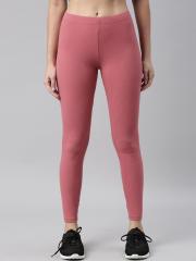 Go Colors Women Pink Solid Ribbed Leggings