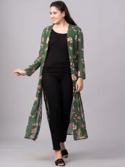 DressBerry Women Green & Pink Printed Shrug