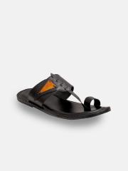 PANAHI Men Black & Tan Comfort Sandals