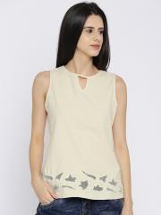 AND Women Beige Solid Top