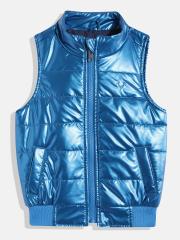 Allen Solly Junior Boys Blue Solid Bomber Jacket