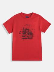 Allen Solly Junior Boys Red Printed T-shirt