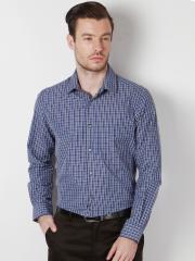 Peter England Men Blue Checked Formal Shirt