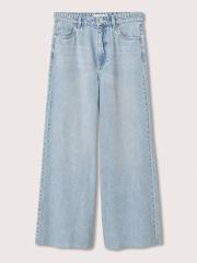 Mango Kids Girls Blue Flared Jeans with Raw Hem