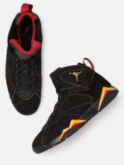 Nike Men Black AIR JORDAN 7 RETRO Leather Basketball Shoes