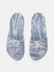 Tommy Hilfiger Women Blue & White Printed Sliders