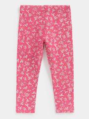 mothercare Girls Pink Floral Printed Leggings