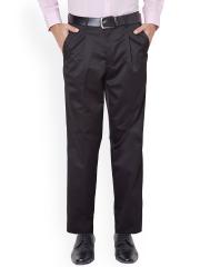 Peter England Men Black Solid Formal Trousers