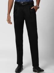 Peter England Men Black Solid Formal Trousers