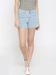 Vero Moda Women Blue Solid Denim Shorts