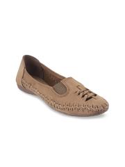 Catwalk Women Brown Textured Leather Loafers