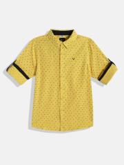 Allen Solly Junior Boys Yellow Printed Casual Shirt